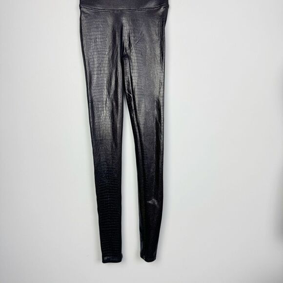 SPANX | Faux Leather Brown Croc Reptile Print Leggings Women’s Size Small - Picture 2 of 9